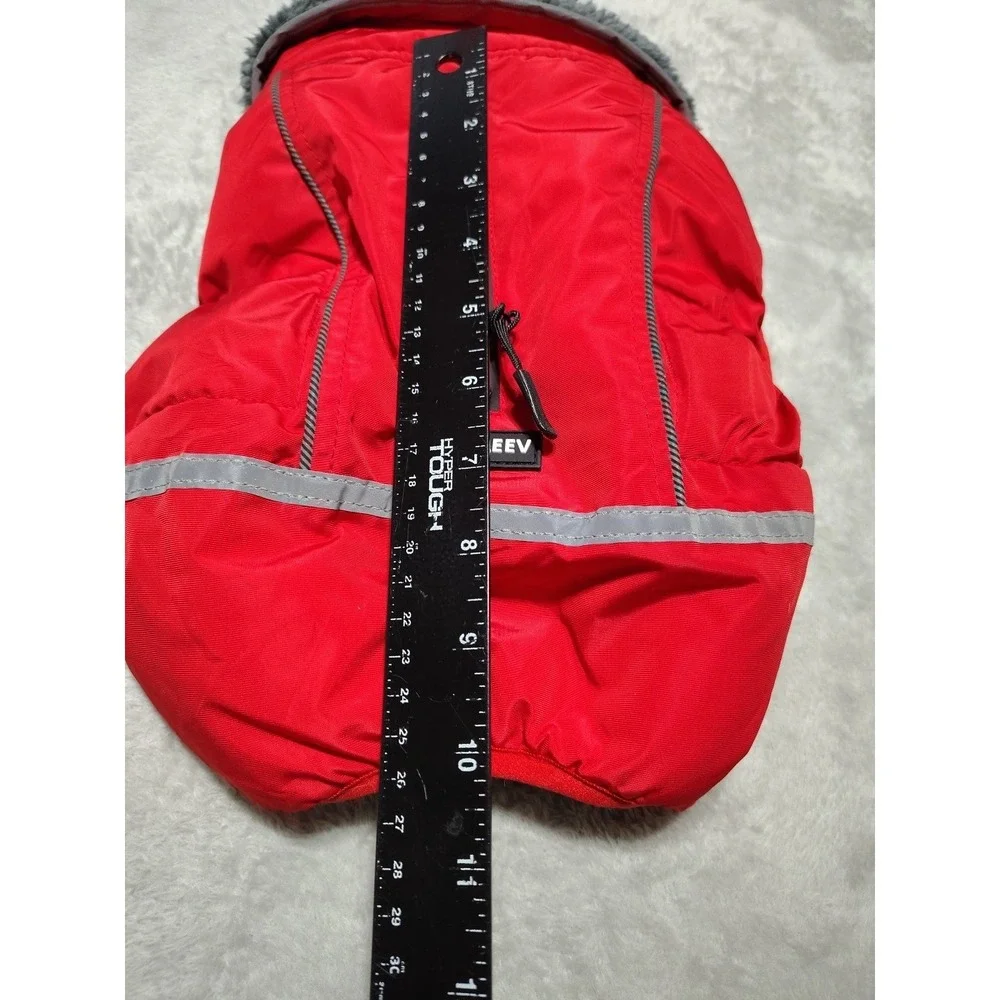 QBLEEV Dog Coat Small Red Reflective Fur Lined Warm‎ Adjustable Outdoor Walks